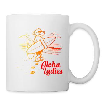 Aloha Ladies Surfer Hund Hawaii Style - Tasse - Weiß - Rechts