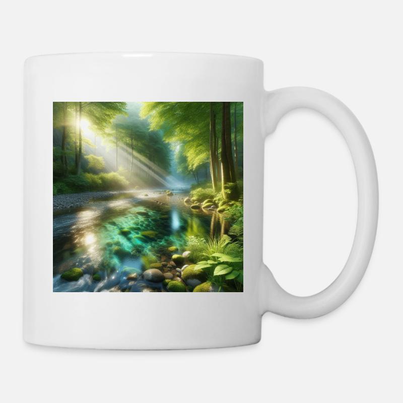 Du soleil dans un ruisseau forestier - Mug blanc - blanc