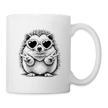 Cooler Igel mit Herzbrille - Tasse - Weiß - Rechts