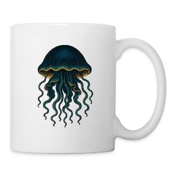 Deep Sea Jellyfish Neon Blue Art - Mug - white - Right
