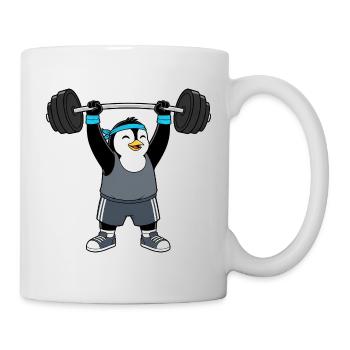 Entraînement Penguin Fitness avec haltère, entraînement - Mug blanc - blanc - Droite