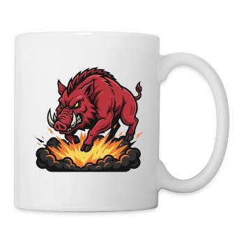 Red Boar Fire Blast Maskottchen Wildschwein - Tasse - Weiß - Rechts