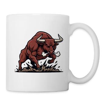 Bull Muscular Fighting Bull Mascot Bull Power - Mug - white - Right