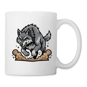 Wild Gray Wolf Charge Maskottchen-Wolf-Lauf - Tasse - Weiß - Rechts