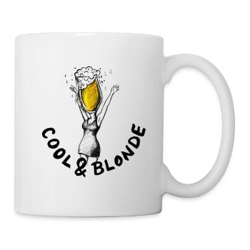 Kühl und blond: JGA-Bier-Illustration - Tasse - Weiß - Rechts