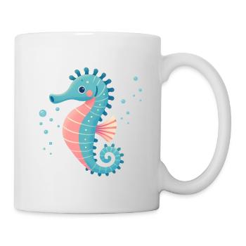 Seepferdchen in Türkis und Pink - Tasse - Weiß - Rechts