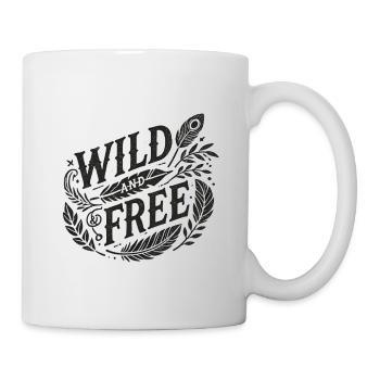 Wilde Freiheit mit Feder und Blattwerk - Tasse - Weiß - Rechts