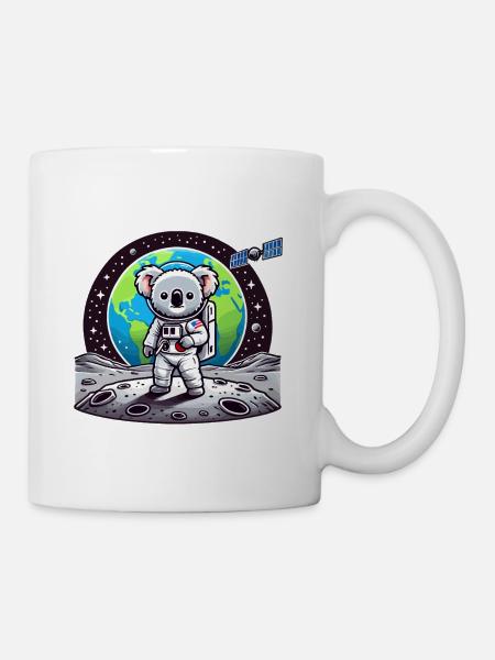 Astronaute koala sur le sol lunaire - Mug blanc - blanc