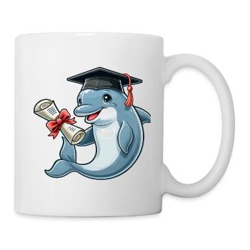 Dolphin with cap and diploma - Mug - white - Right