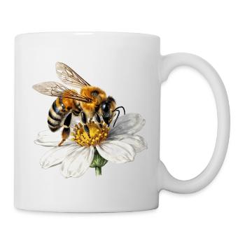 Bee on white flower - Mug - white - Right