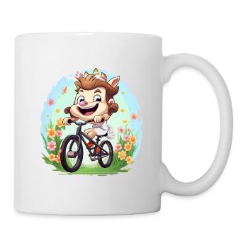 Amoureux des animaux joyeux à vélo - Mug blanc - blanc - Droite