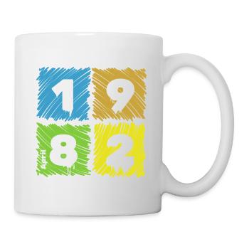 44. Geburtstag Farbige Patches since 04/1982 - Tasse - Weiß - Rechts