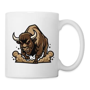 Wild Bison Charge Maskottchen Buffalo - Tasse - Weiß - Rechts