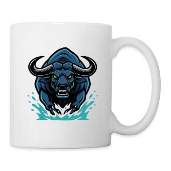 Bull Blue Electric Bull Charge Mascot Bull - Mug - white - Right