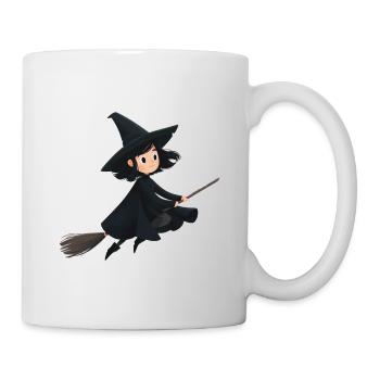 Flying witch on her broom - Mug - white - Right