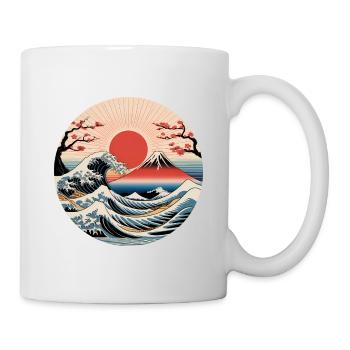 Fuji-Welle in der roten Sonne - Tasse - Weiß - Rechts