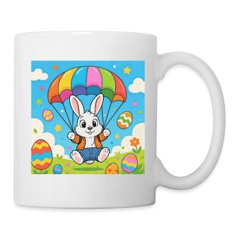 Osterhase mit Fallschirm - Tasse - Weiß - Rechts