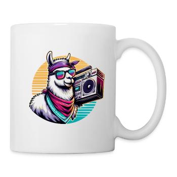 Lama mit Boombox im Retro-Vibe - Tasse - Weiß - Rechts