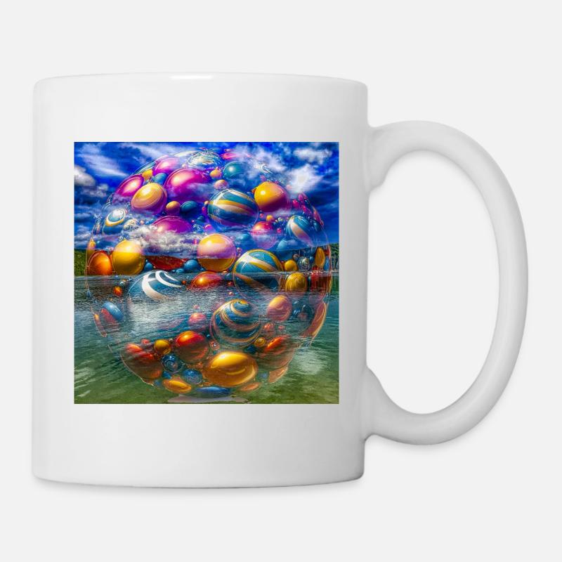 Bunte Blasenschüssel - Tasse - Weiß