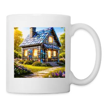 Mosaic Cottage: Buntes Haus - Tasse - Weiß - Rechts