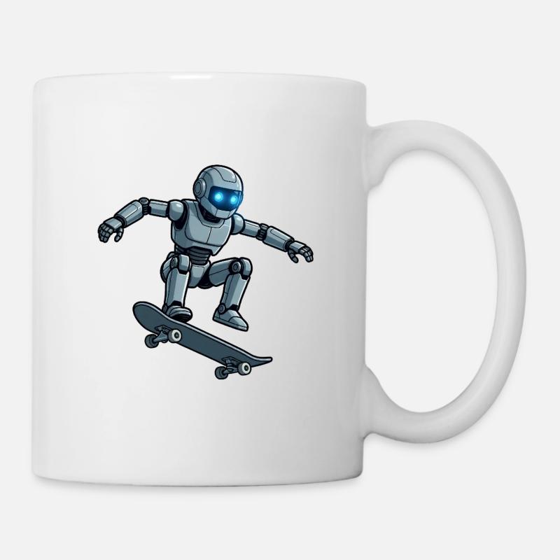 02 Le Robot Urbain Skateboard - Mug blanc - blanc