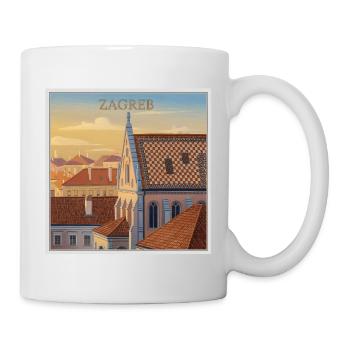 Zagreb Dachlandschaft im Abendlicht - Tasse - Weiß - Rechts