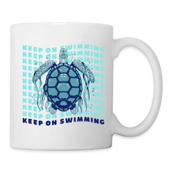 Graphique rétro de la Tortue de mer Keep On Swimming - Mug blanc - blanc - Droite