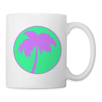 Neon Palmenkreis Silhouette - Tasse - Weiß - Rechts