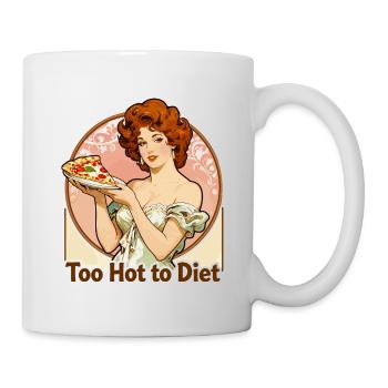 Pin-up Art nouveau : Femme élégante dégustant une pizza - Mug blanc - blanc - Droite