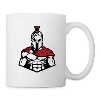 Spartan Muscular Frontal Logo Maskottchen-Gym - Tasse - Weiß - Rechts