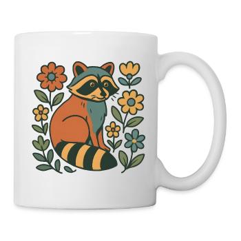 Waldfreund Waschbär im Blütenrausch - Tasse - Weiß - Rechts