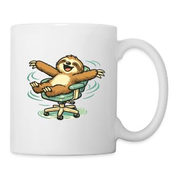 Paresseux joyeux dans la chaise pivotante - Mug blanc - blanc - Droite
