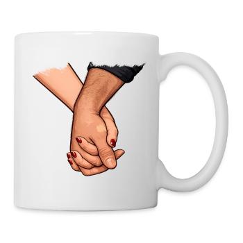 Holding hands Connected closeness - Mug - white - Right