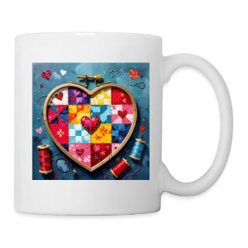Patchwork Heart Quilt Art - Mug - white - Right
