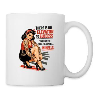 Pin-Up Retro Print: Success in Heels & Tattoos - Tasse - Weiß - Rechts