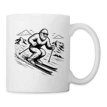 Skieurs Sasquatch Bigfoot en montagne - Mug blanc - blanc - Droite