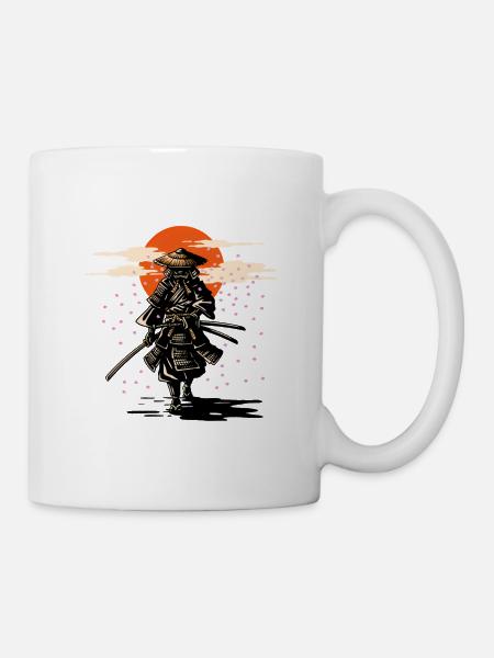Samurai Sun and Sakura - Mug - white