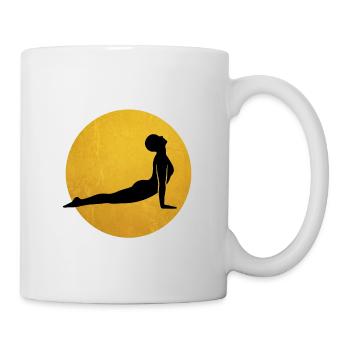 Looking Up Dog Yoga Silhouette Sun - Mug - white - Right