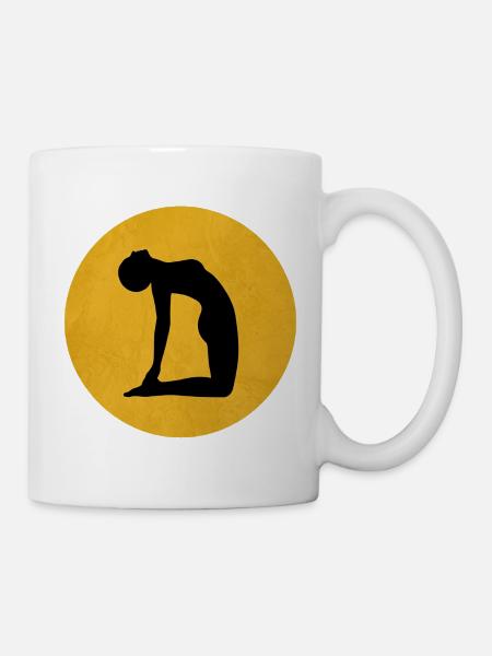 Kamel Yoga Pose Silhouette Sonne Design - Tasse - Weiß