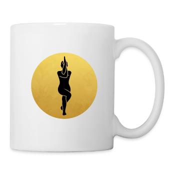 Adler Pose Yoga Silhouette Goldene Sonne - Tasse - Weiß - Rechts