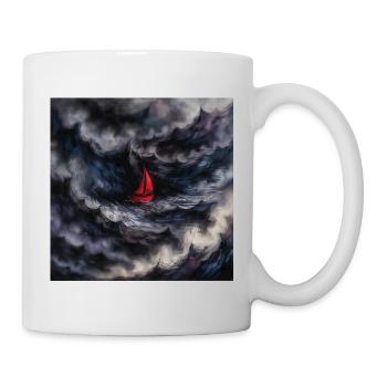 Rotes Segel im Sturm - Tasse - Weiß - Rechts