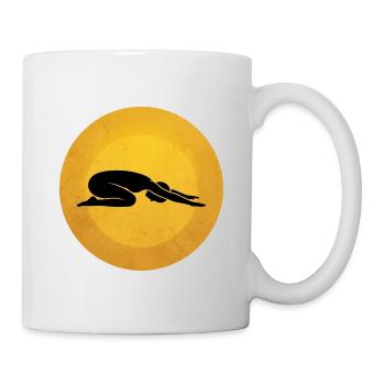 Silhouette de la posture de yoga Warrior II Sun Design - Mug blanc - blanc - Droite