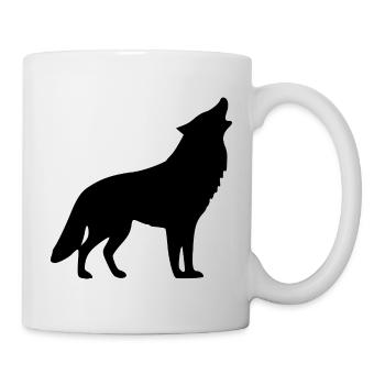 Loup hurlant noir - Mug blanc - blanc - Droite