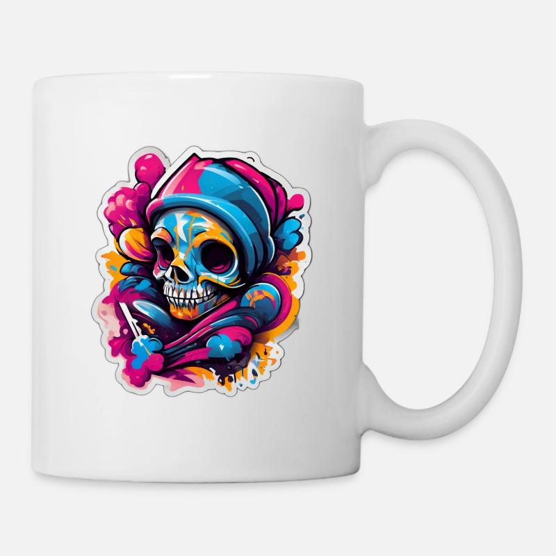 Crâne Coloré Street Art Carnaval - Mug blanc - blanc