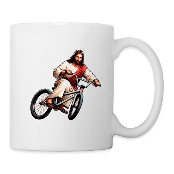 Jesus on Retro Bike - Mug - white - Right