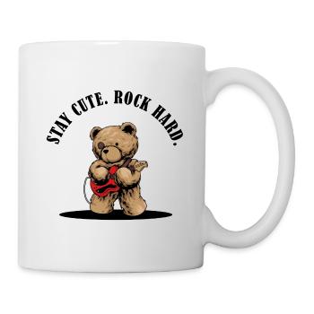 Stay Cute Rock Hard – Teddy mit E-Gitarre - Tasse - Weiß - Rechts
