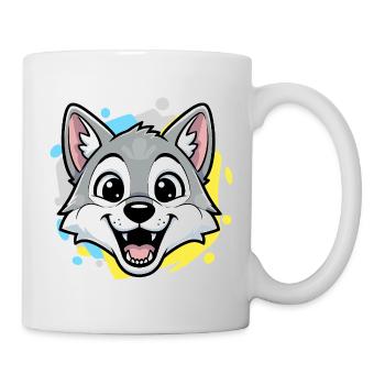 Wolf Kopf Cartoon Art - Tasse - Weiß - Rechts