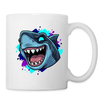 Lachender Hai Cartoon Clipart - Tasse - Weiß - Rechts