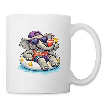 StrandElefant mit Drink - Tasse - Weiß - Rechts