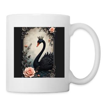 Black Swan with Vintage Crown - Mug - white - Right